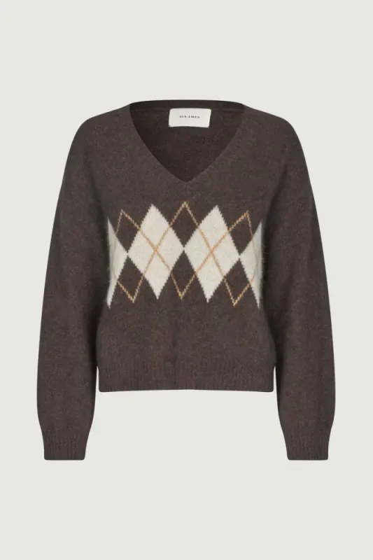 Paige Argyle Sweater Espresso Brown