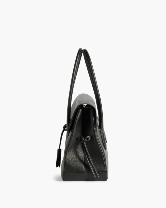 Lydia Tote Bag Grained Leather Black Flattered