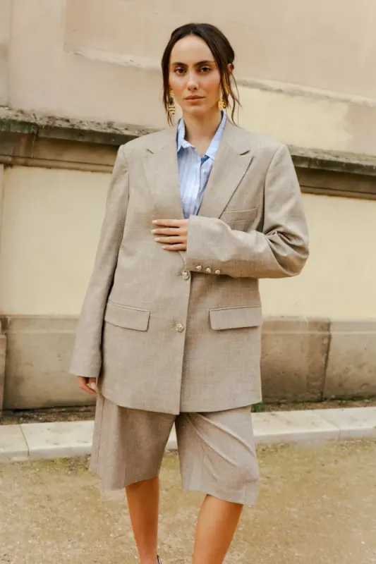 Dianacras Blazer Greige Rhinestone Cras