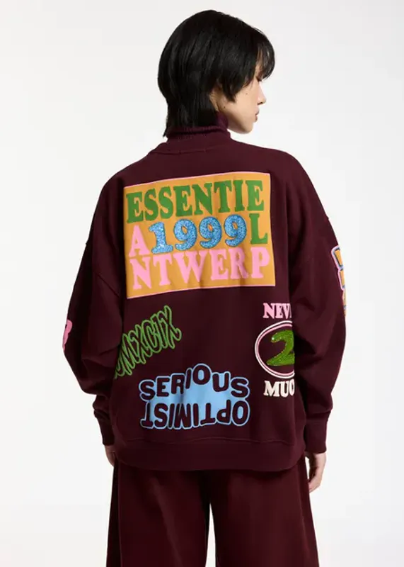 Kampus Printed Sweatshirt Burgundy/Multicolor Essentiel Antwerp
