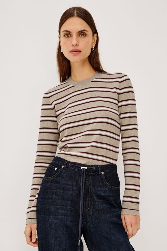 Davie Knit Top Heather Oat Stripe Rails