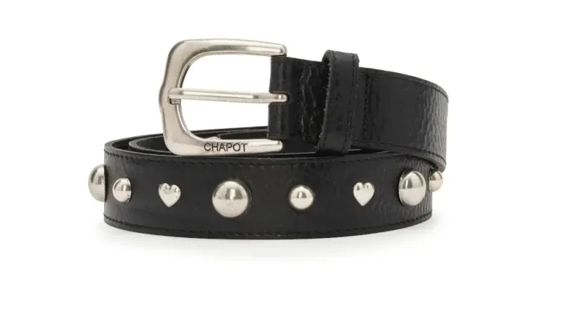 Play Of Studs Belt Leather Black Fabienne Chapot