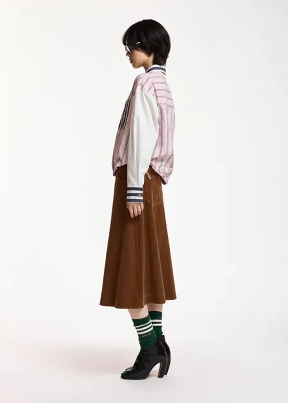 Kozef Fabric Mix Cropped Shirt Steel Pulse Essentiel Antwerp