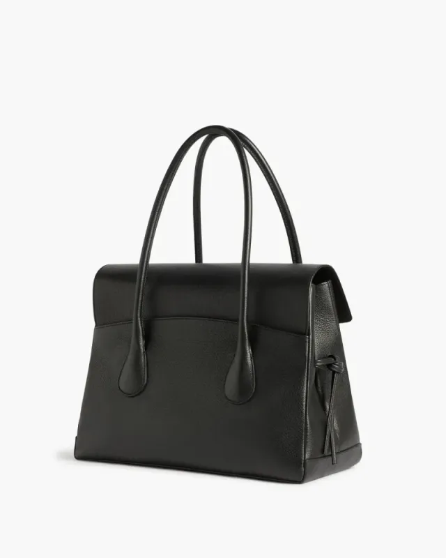Lydia Tote Bag Grained Leather Black Flattered