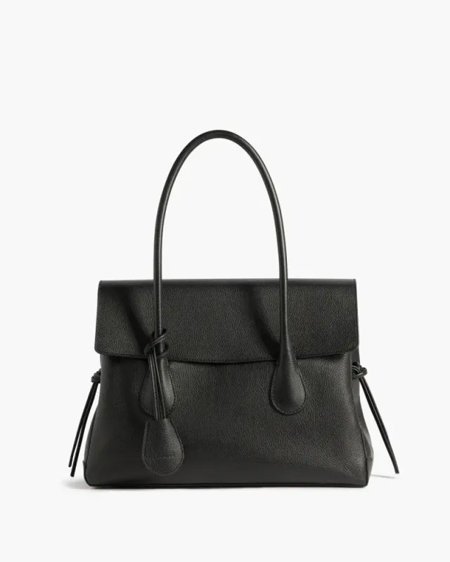 Lydia Tote Bag Grained Leather Black Flattered
