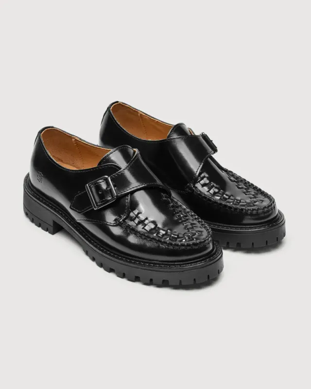 Talia Buckle Strap Black Polido Loafer Play-Boy